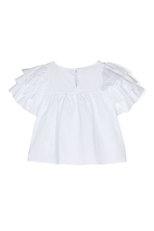 Blusa in misto cotone bianco DOUUOD KIDS | DU5A31Z1219100